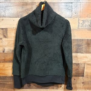 Zelos‎ black fluffy fleece funnel neck pullover sweatshirt NWT womans size XS